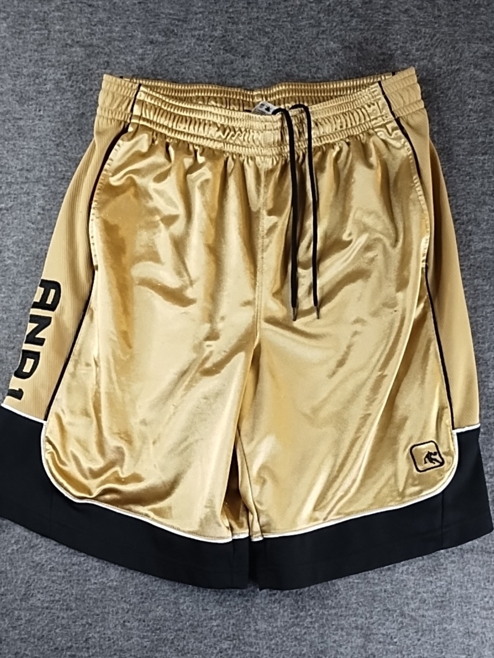 And1 Gold and Black Basketball Shorts with Side Logo